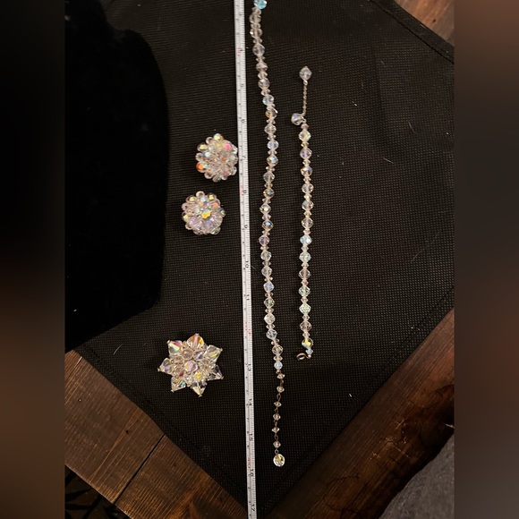 GORGEOUS AB crystal necklace bracelet earrings & broach!!! Got to see!!!! - Picture 11 of 12